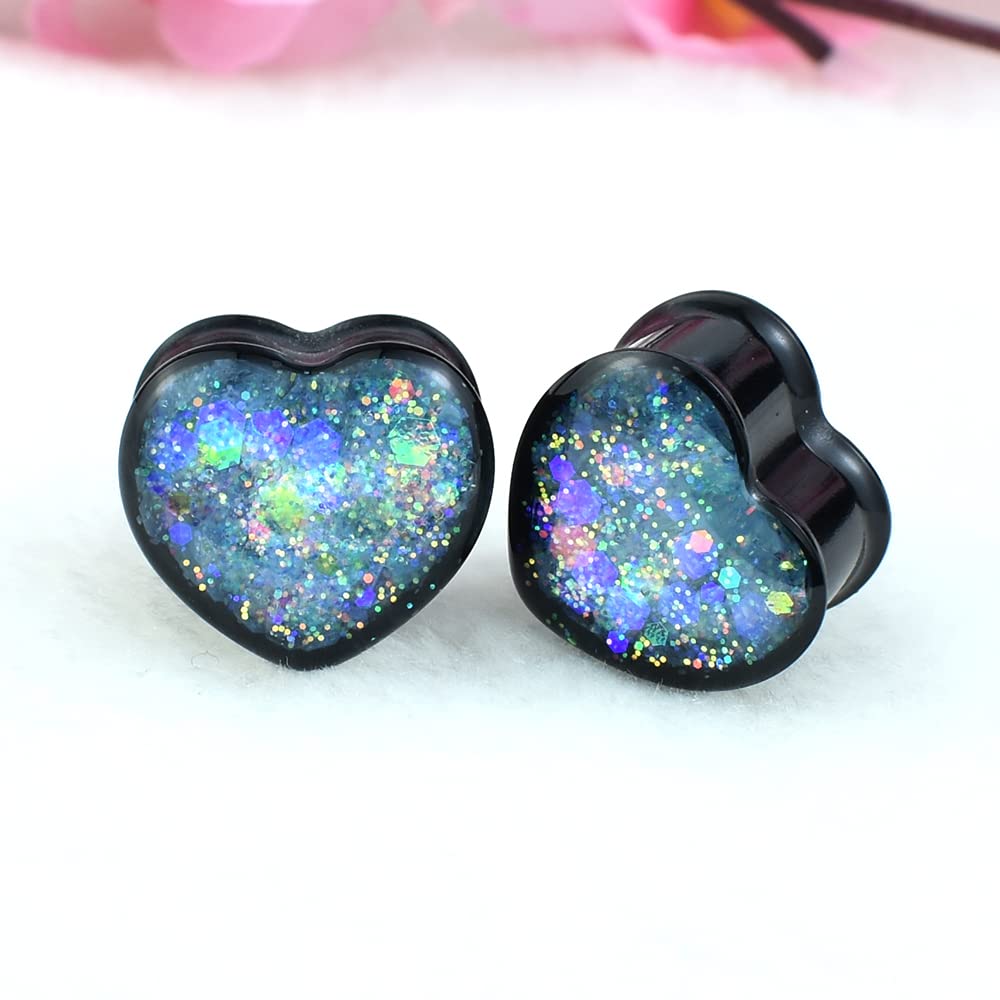 12Pcs/6pair Heart Ear Gauge Tunnels Plugs Gauges for Ears Body Jewelry 12mm