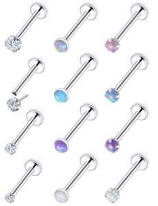 vsnnsns 20g threadless push in nose rings for women men 316l surgical stainless steel l shaped nose studs screw bone nose rings piercings 20 gauge nostril piercing nose studs opal for women