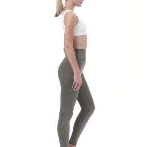 Allsense Women's High Waist Yoga Leggings with Inside and Back Zipper Pockets, Sports Gym Workout Running Pants S OliveGreen