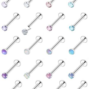 Vsnnsns 18G Threadless Push in Nose Rings for Women Men 316L Surgical Stainless Steel L Shaped Nose Studs Screw Bone Nose Rings Piercings 18 Gauge Nostril Piercing Nose Studs Opal for Women