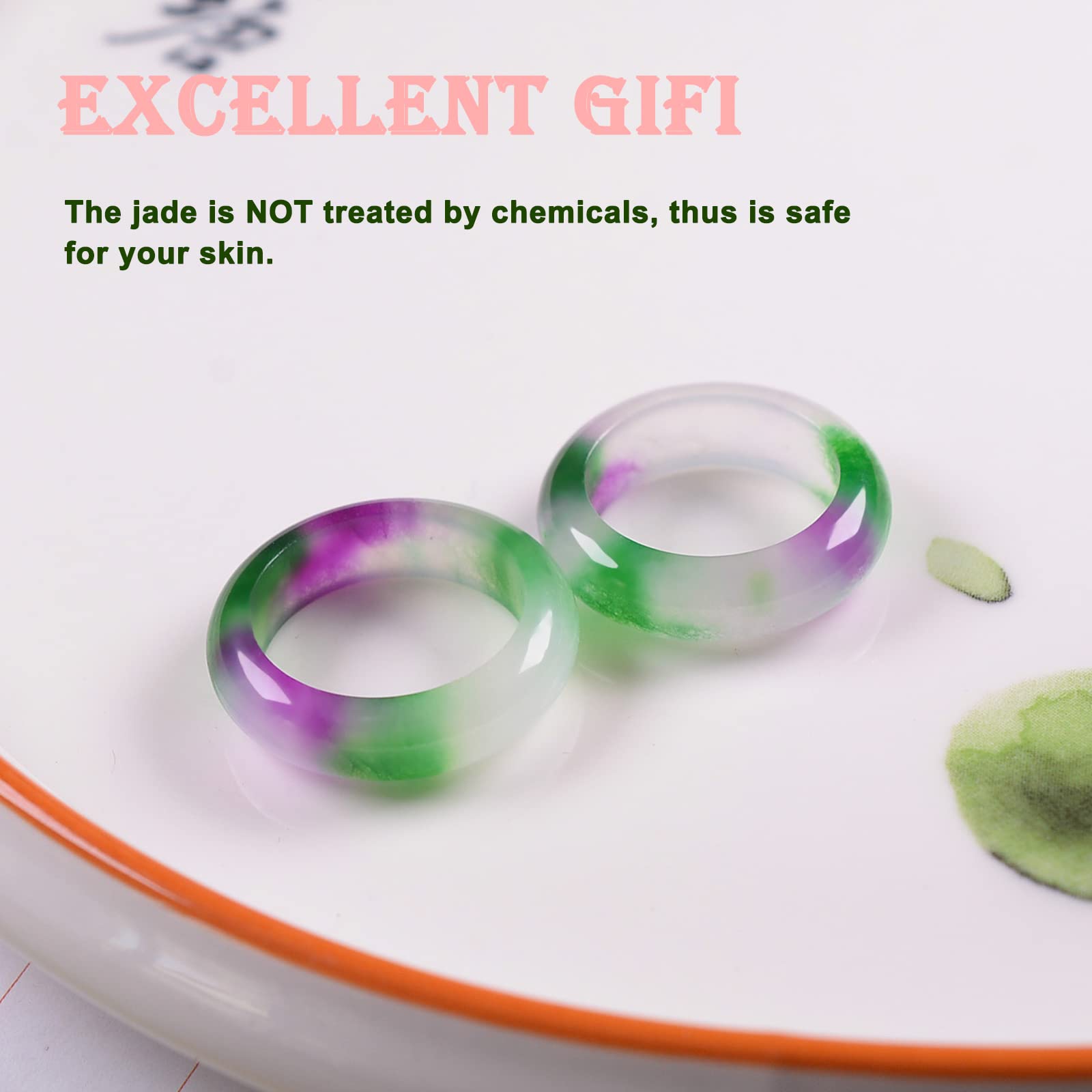 DNTENG Purple Jade Ring|100% Natural Jade Band Ring,100% Genuine Lavender Jade Ring for Women,Size 6