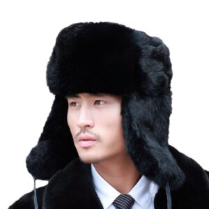 Men Women Faux Fur Trapper Hat Winter Thick Furry Ushanka Russian Hat Earflap Cap Windproof Thermal Cycling Camping Skiing Cap Hunting Hat with Ear Flap