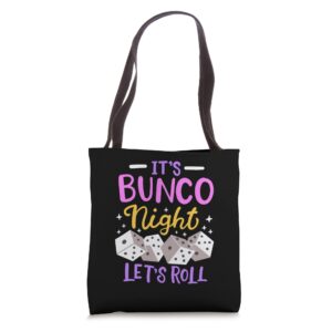 it's bunco night bunco tote bag