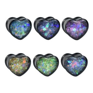 12pcs/6pair heart ear gauge tunnels plugs gauges for ears body jewelry 12mm