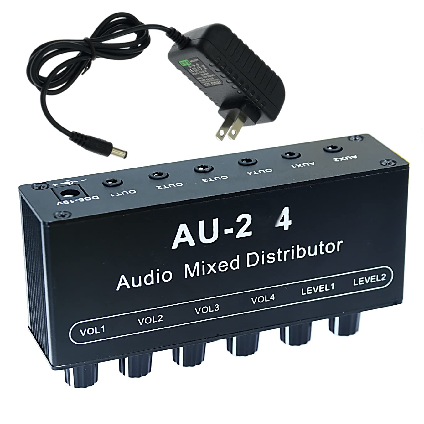 1/8" aux Input Mixing 2 in 4 Channel Way Out Headset Box Headphone Amplifier 3.5mm Mixer 1/8 inch Stereo Audio Amp with Ultra-Compact Portable Mini Jack 3.5 Splitter hup for Studio and Stage