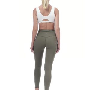 Allsense Women's High Waist Yoga Leggings with Inside and Back Zipper Pockets, Sports Gym Workout Running Pants S OliveGreen