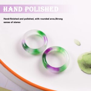 DNTENG Purple Jade Ring|100% Natural Jade Band Ring,100% Genuine Lavender Jade Ring for Women,Size 6