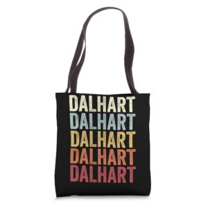 dalhart texas dalhart tx retro vintage text tote bag