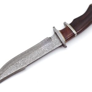 Nooraki 13" - Handmade Damascus Steel Fixed Blade Hunting Knife with Leather Sheath, Multipurpose Knife with Rosewood Handle for Everyday Carry, Outdoor Camping & Hunting Gift (RoseWood-2)