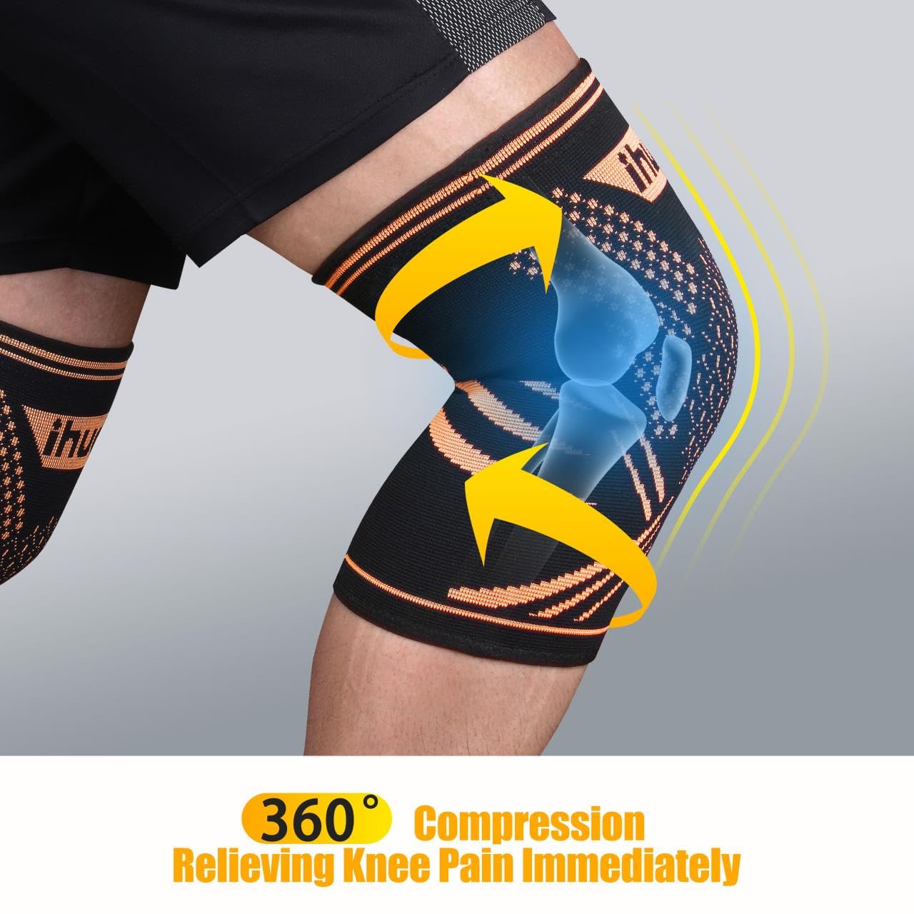 ihuan Copper Knee Braces Sleeves for Knee Pain Women Men - Compression Knee Brace Support for Working, Running, Workout