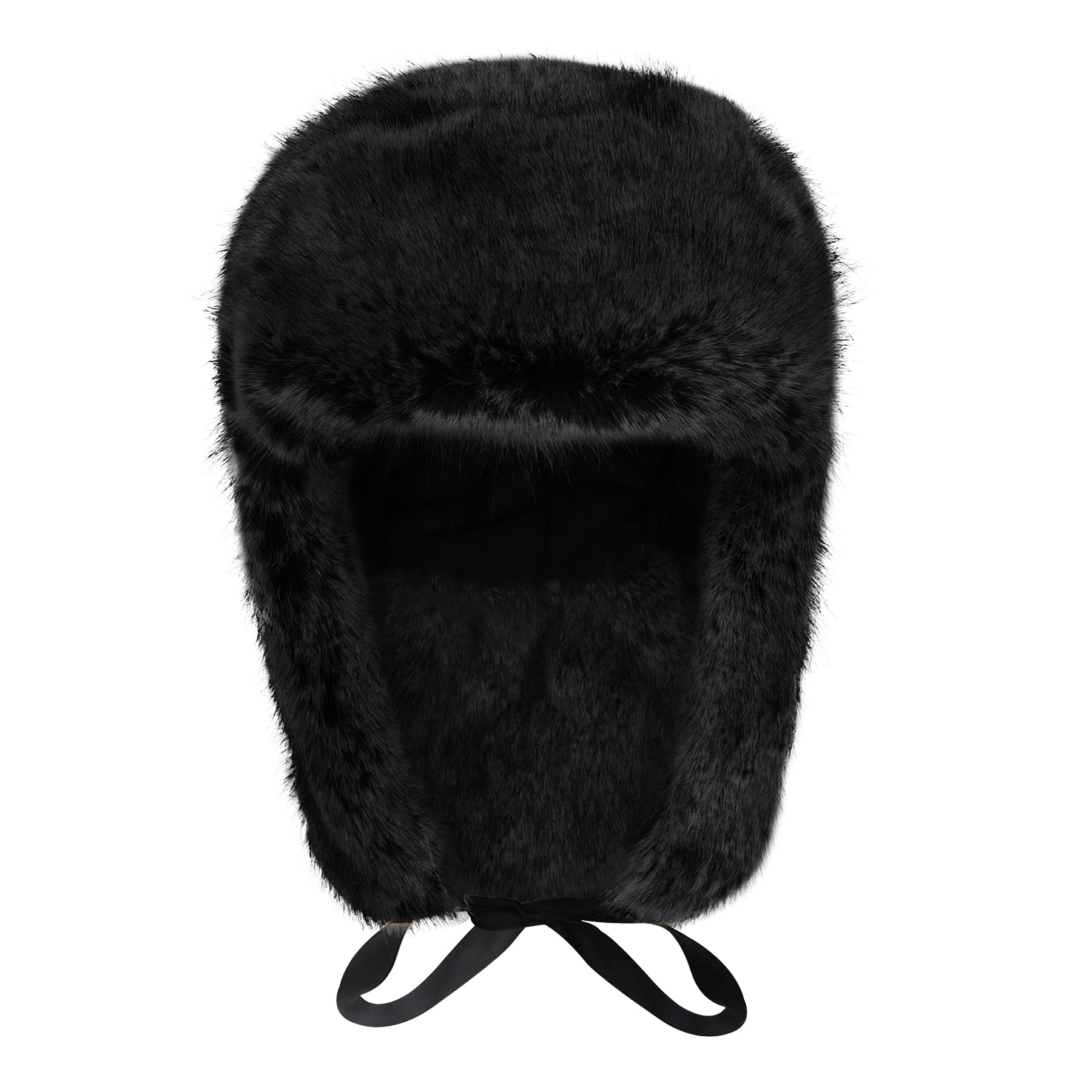 Men Women Faux Fur Trapper Hat Winter Thick Furry Ushanka Russian Hat Earflap Cap Windproof Thermal Cycling Camping Skiing Cap Hunting Hat with Ear Flap