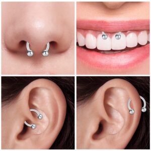 Mayhoop 16G 20Pcs Surgical Steel Nose Rings Septum Rings Captive Bead Rings Horseshoe Piercing Jewelry Cartilage Helix Daith Tragus Earring Hoop Lip Hinged Seamless Nose Hoop Ring for Women Men