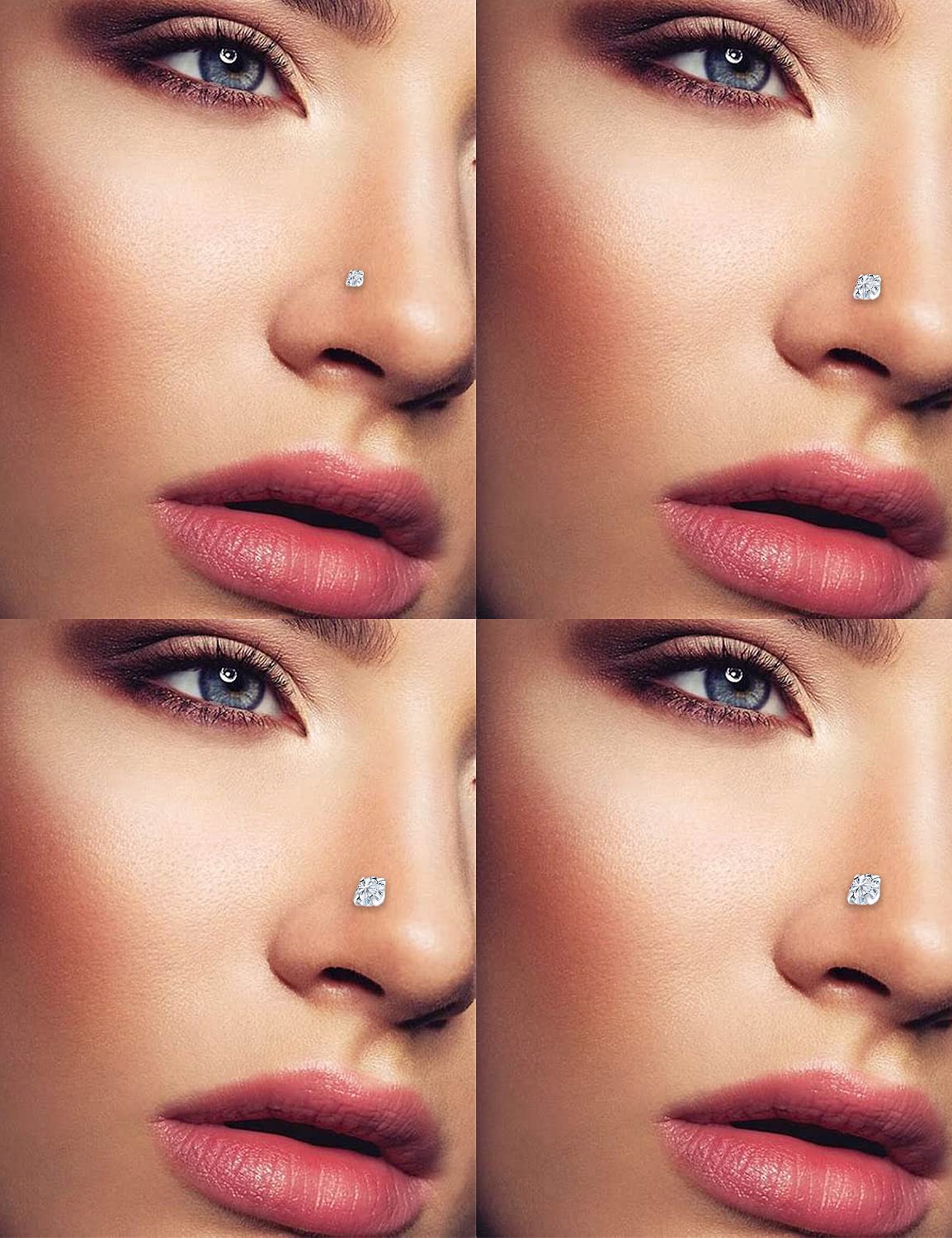 Vsnnsns 20G Threadless Push in Nose Rings for Women Men 316L Surgical Stainless Steel L Shaped Nose Studs Screw Bone Nose Rings Piercings 20 Gauge Nostril Piercing Nose Studs Opal For Women