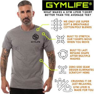 GYM LIFE Men's Power Up Athletic Performance Short Sleeve Workout T-Shirt, Slate (X-Large)