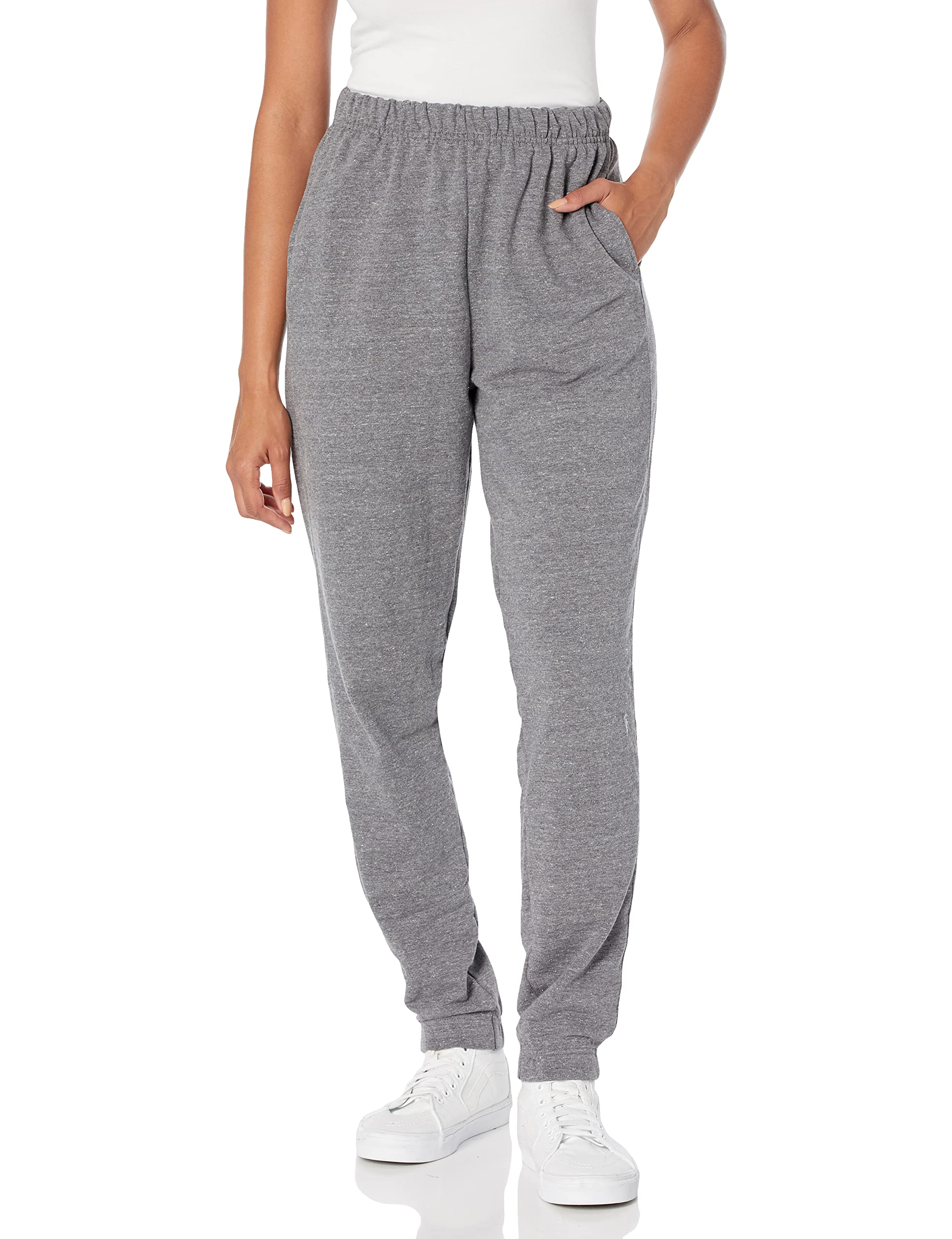 Hanes Comfortblend Originals French Terry Joggers, Lightweight Fleece Sweatpants for Women, 30", Available in Plus, Black 50R PE Heather, Large