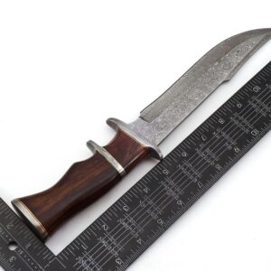 Nooraki 13" - Handmade Damascus Steel Fixed Blade Hunting Knife with Leather Sheath, Multipurpose Knife with Rosewood Handle for Everyday Carry, Outdoor Camping & Hunting Gift (RoseWood-2)