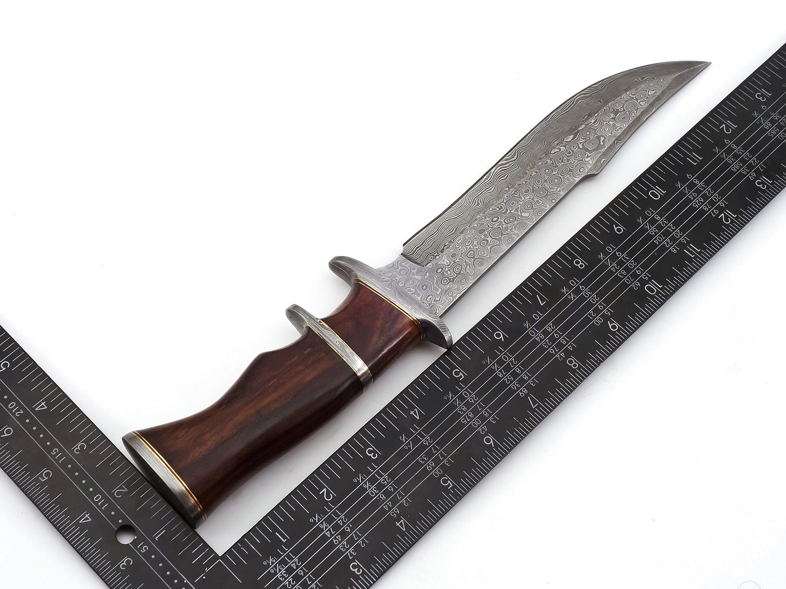 Nooraki 13" - Handmade Damascus Steel Fixed Blade Hunting Knife with Leather Sheath, Multipurpose Knife with Rosewood Handle for Everyday Carry, Outdoor Camping & Hunting Gift (RoseWood-2)