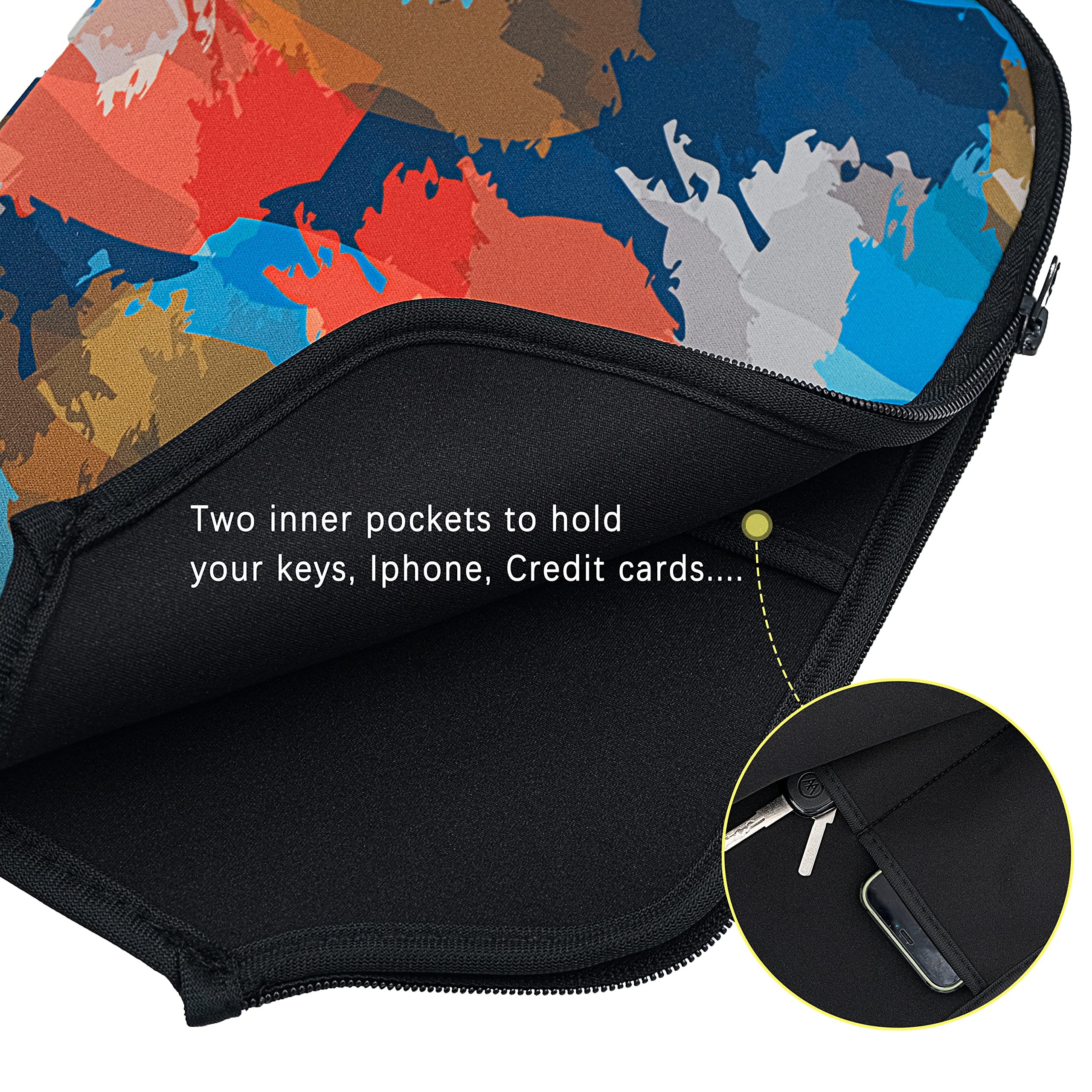 WK IEASON Neoprene Pickleball Paddle Cover Pickleball Racket Sleeve with Inner Pockets and Handle Strap Pickleball Paddle Cover Ball Holder Organizer Bag (Black)