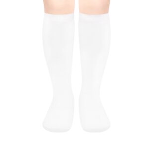 Gotneto Kids Child Soccer Socks Toddler Knee High Socks Boys Girls Soccer Socks Kids Tube Socks with Stripe Toddler Cotton Uniform Socks Youth Soccer Socks 1 Pair White One Size