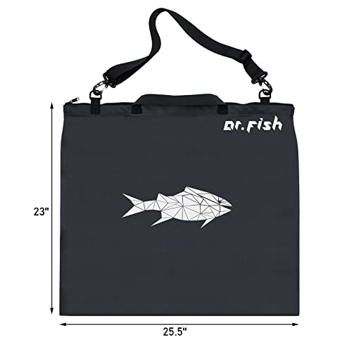 Dr.Fish Large Tournament Weigh-in Fish Bag 25.5x22 Inches Heavy Duty 900D Leak and Rip Resistant Fish Transport Storage Bag Shoulder Bag