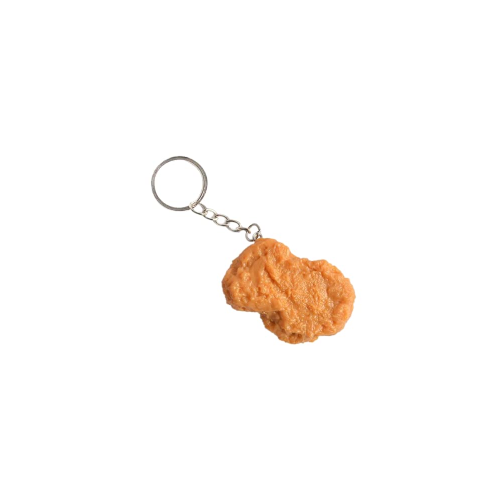 tenghong2021 Imitation Food Keychain Fried Chicken Leg Nuggets Wing Creative Keyring Fun Cute Handbag Purse Car Accessories -Chicken Nugget