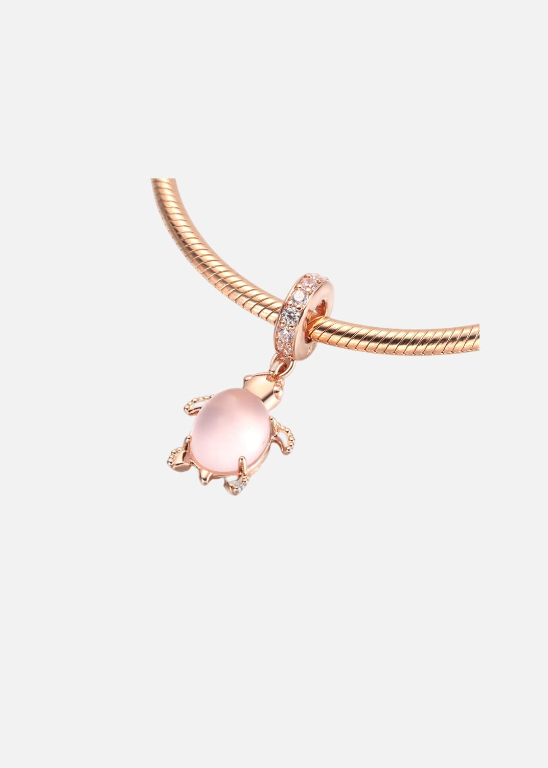 Ouroyea Murano Glass Rose Gold Pink Sea Turtle Dangle Charm 925 Sterling Silver Pendant,Jewelry Beads Gifts for Women Bracelet&Necklace