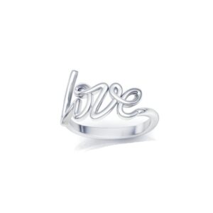 Savlano 925 Sterling Silver Love Script Stackable Ring Band for Women - Made in Italy Comes With a Gift Box (8)