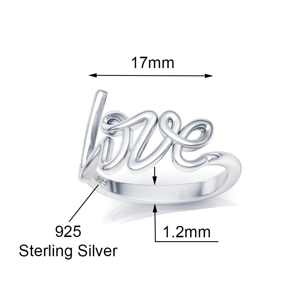 Savlano 925 Sterling Silver Love Script Stackable Ring Band for Women - Made in Italy Comes With a Gift Box (8)