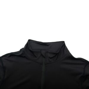 Men's Sports Shirts 1/4 Zip Long Sleeve Running Workout Pullover Compression Tops (Black, Large)