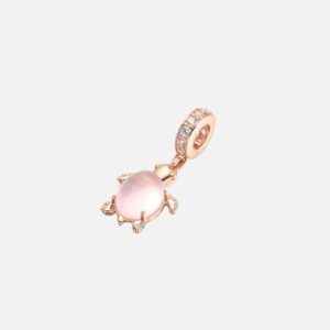 Ouroyea Murano Glass Rose Gold Pink Sea Turtle Dangle Charm 925 Sterling Silver Pendant,Jewelry Beads Gifts for Women Bracelet&Necklace