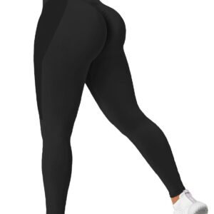 SENBAN Women's Seamless Scrunch Leggings Gym Workout Yoga Pants for Women Butt Lift Tights Black XL