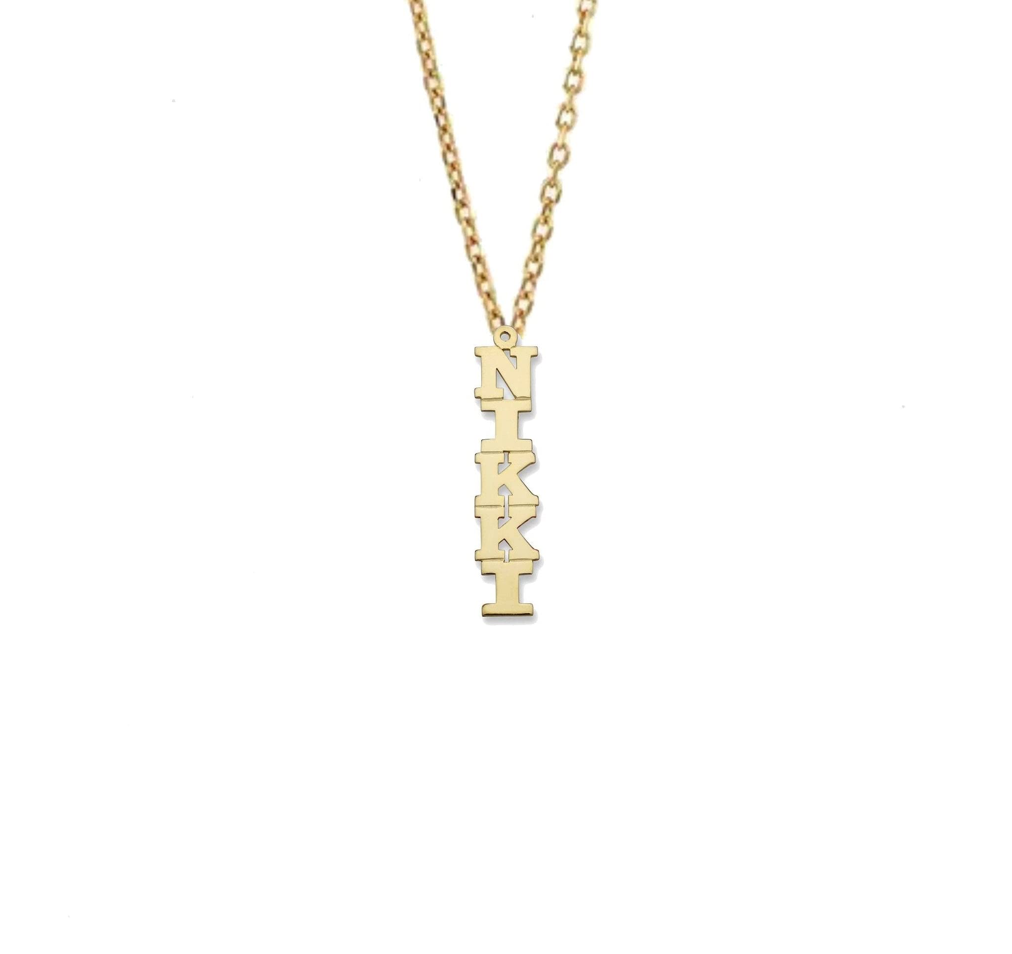 Better Jewelry Block Vertical Gold Nameplate Necklace (10k Gold)