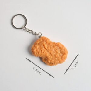 tenghong2021 Imitation Food Keychain Fried Chicken Leg Nuggets Wing Creative Keyring Fun Cute Handbag Purse Car Accessories -Chicken Nugget