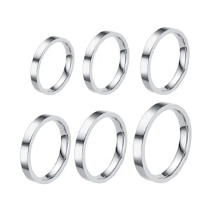 LuckyAmor 3pcs Style Stainless Steel Rings for Women Stacking Stackable Silver Band Thumb Pointer Finger Plain Ring Comfort Fit Size 5 6 7 8 9 10