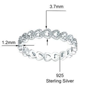 Savlano 925 Sterling Silver Bezel Hearts Stackable Ring Band for Women - Made in Italy Comes With a Gift Box (7)