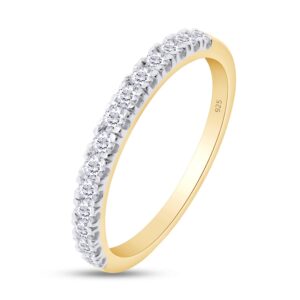 SAVEARTH DIAMONDS Moissanite Wedding Band, Wedding Rings for Women, 0.42 ct D Color VVS1 Lab Created Diamond In 18K Yellow Gold Over Sterling Silver Rings Half Eternity Stackable Engagement Ring-8