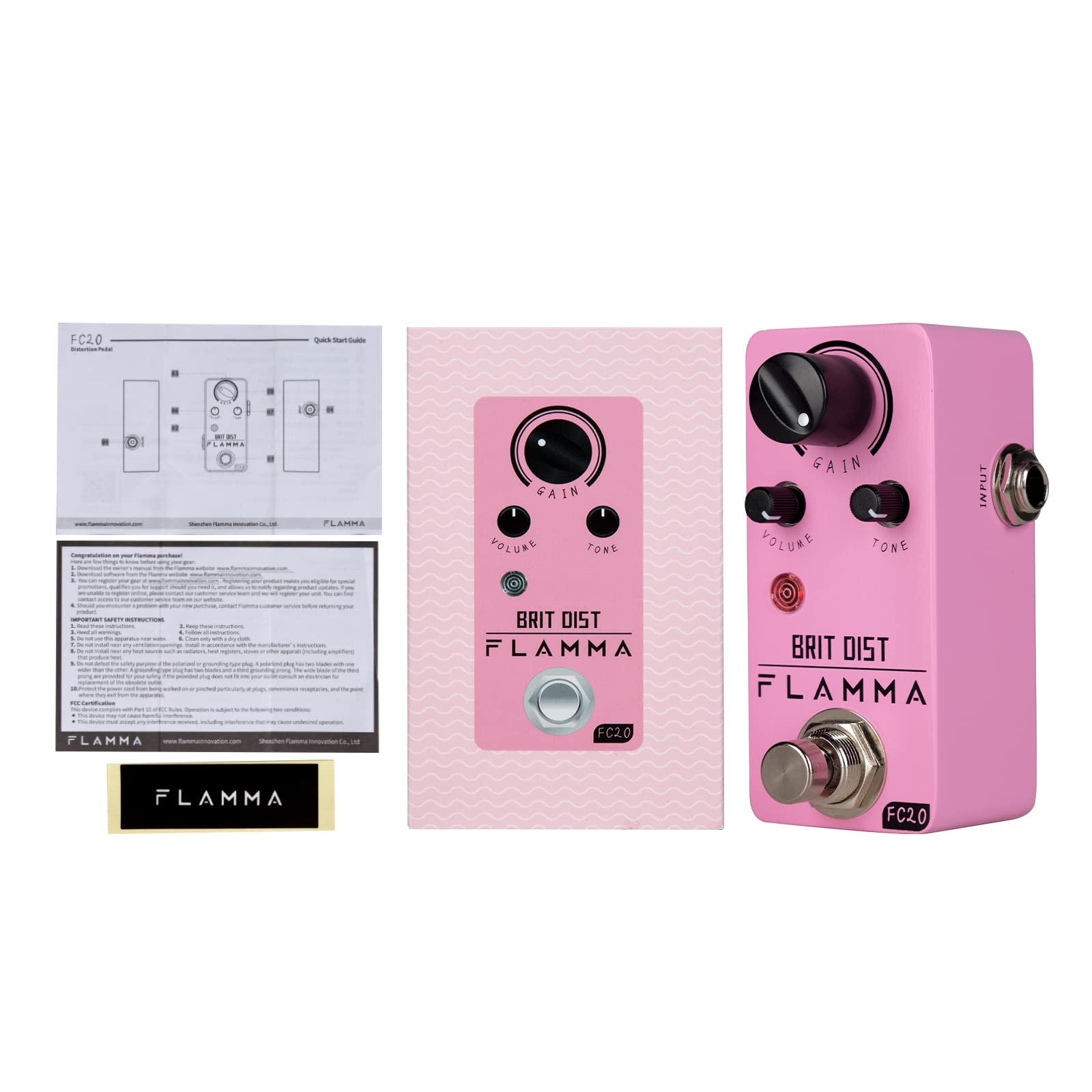 FLAMMA FC20 Distortion Pedal Electric Guitar Pedal High Gain Distortion Effect with Adjustable Mid Frequency Control True Bypass