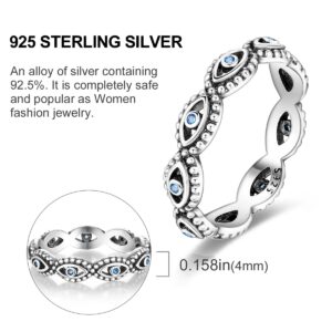 NARMO Evil Eye Rings for Women 925 Sterling Silver Ring Stackable Finger Ring Turkish Blue Eye Lucky Jewelry Gifts (8)