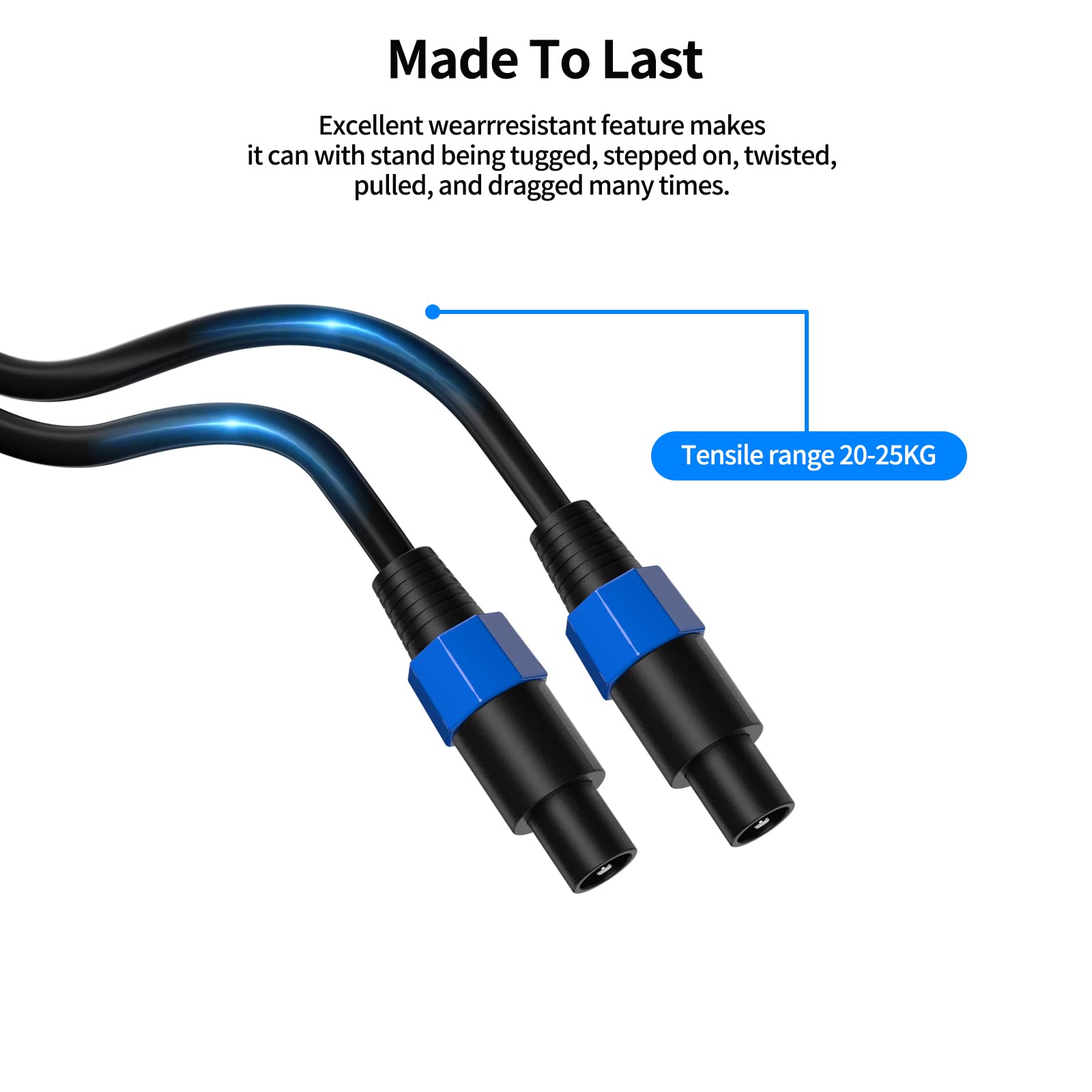 Wdpqyy 2-Pack 10 Feet Audio Speakon to Speakon Cable, Professional 12AWG Guage Wire Audio Speaker Cable with Twist Lock