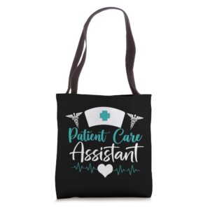 pca patient care assistant heartbeat - nurse tote bag