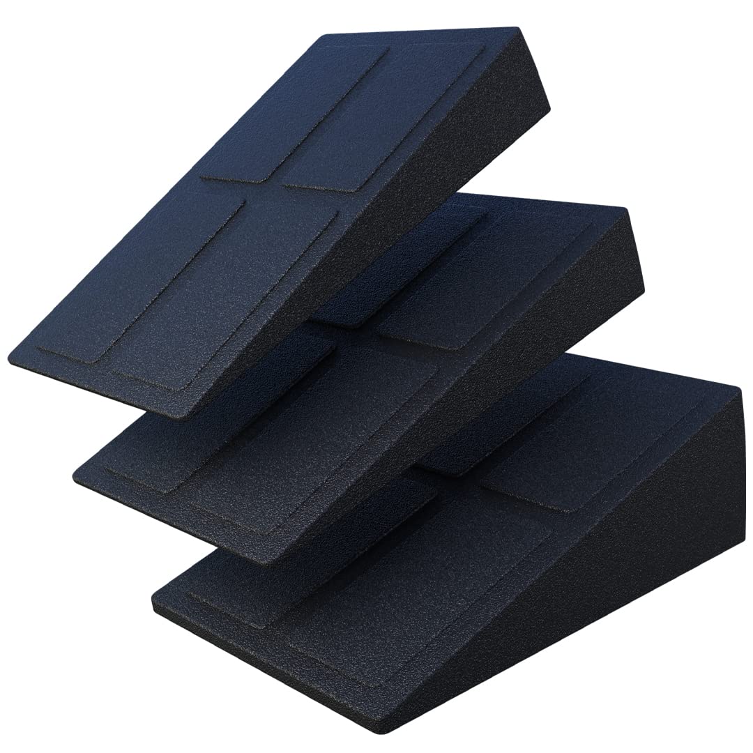 Squat Wedge Block (Box of 3) - Knees Over Toes Epp Foam Blocks - Non-Slip Calf Raise Block - Adjustable Slant Board for Squats - Squat wedges for Yoga & Stretching - Calf Exercise Equipment