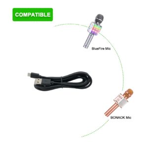 PDEEY Charger Fit for BONAOK Karaoke Microphone, Bluefire Wireless 4 in 1 Bluetooth Mic - USB Charging Cable 6 ft