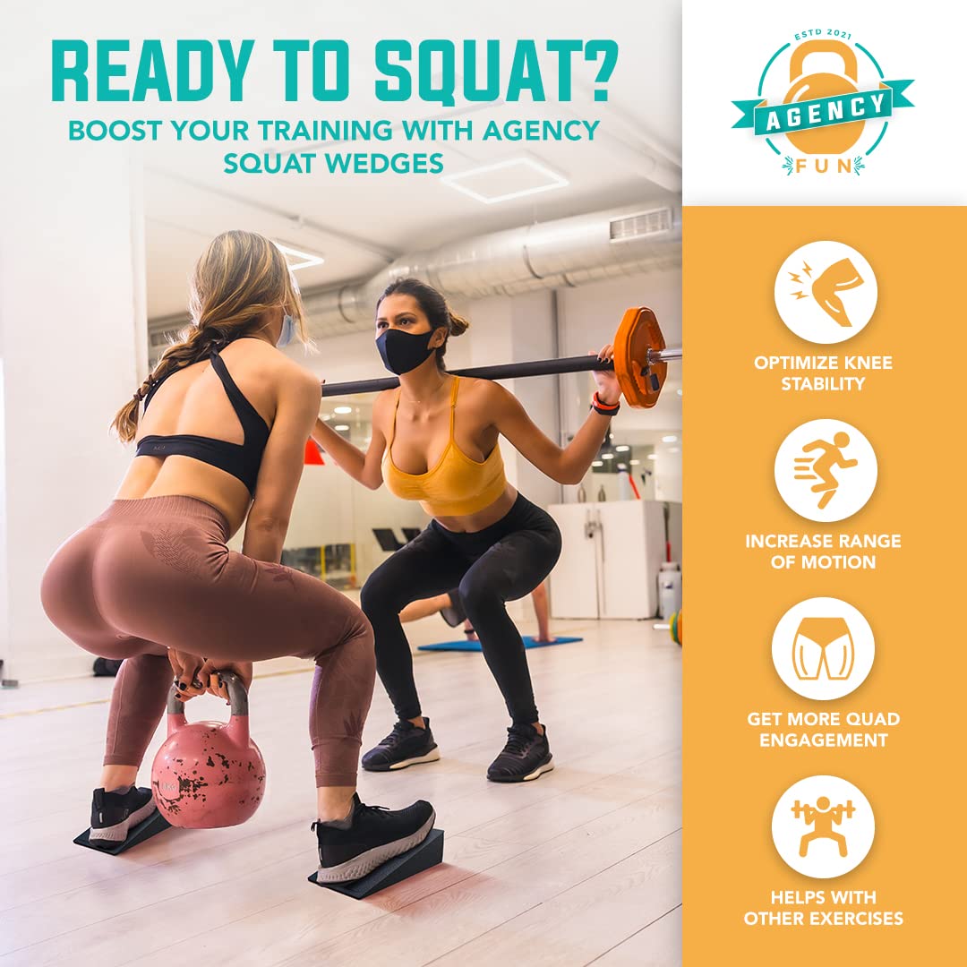 Squat Wedge Block (Box of 3) - Knees Over Toes Epp Foam Blocks - Non-Slip Calf Raise Block - Adjustable Slant Board for Squats - Squat wedges for Yoga & Stretching - Calf Exercise Equipment