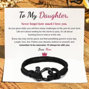 KUYN to My Daughter, I Will Always Be with You Nautical Bracelet, to My Daughter Bracelet from Mom, Nautical Bracelets for 8 5 inch