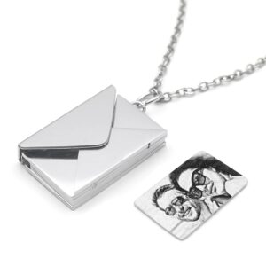 personalized envelope necklace custom photo necklace collar chain pendant envelope locket necklace engraved name jewelry silver color