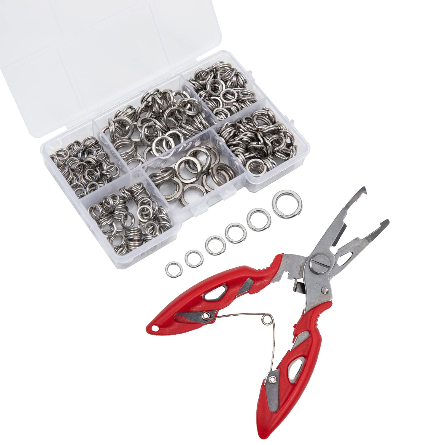 GREATFISHING X Strong 240PCS High Strength Heavy Stainless Steel Split Ring Lure Tackle Connector with Fishing Pliers 30lb to 120lb Test