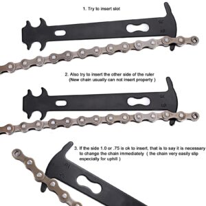 Carbon Steel Bicycle Chain Checker,Bike Bicycle Chain Wear Indicator, Portable Stainless Steel Bike Chain for Gauge,Maintenance for Road, Mountain,Hybrid Bikes, Bike Bicycle Chain Wear Indicator,