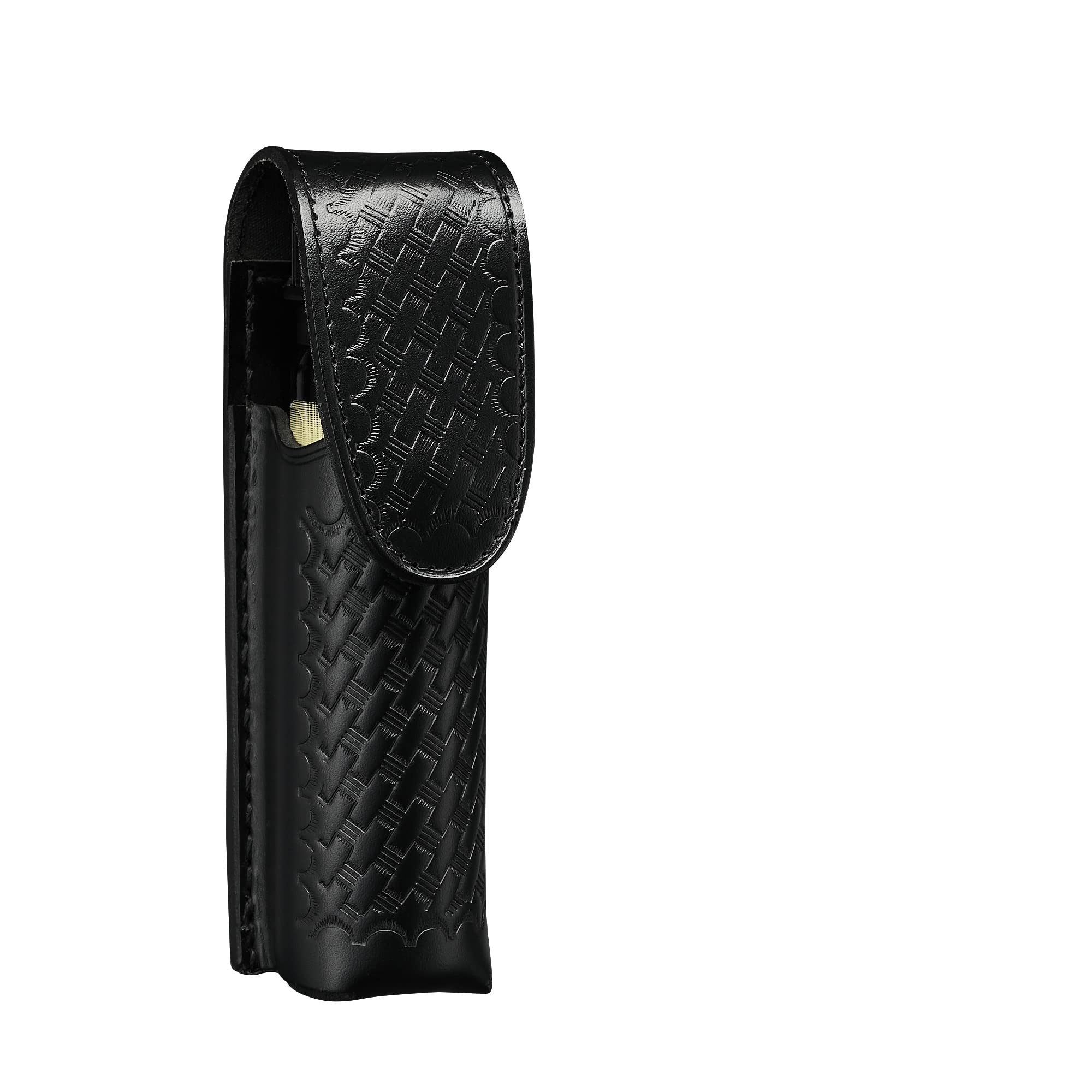 Mace Pepper Spray Holder Black Leather Basketweave Belt Pouch MK III, Fits up to 3 oz