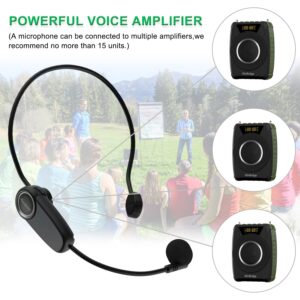 Portable Bluetooth Voice Amplifier with Wireless Mic Headset, Waterproof Personal Microphone with Speaker Portable PA System, 20W Loudly Megaphone for Teachers, Safety Drills, Outdoors Indoors