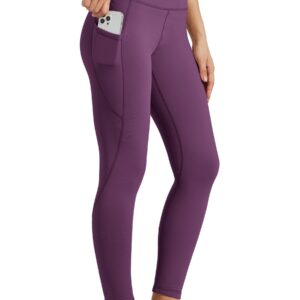 Willit Women's Fleece Lined Leggings High Waisted Winter Thermal Yoga Running Pants with Pockets Purple M